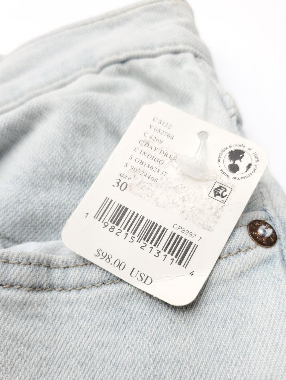 NEW We the Free People Risk Taker High-Rise Straight Raw Hem Light Blue Jeans 30 - Picture 9 of 13